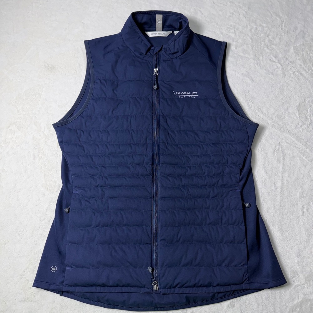 Peter Millar Navy Hybrid Vest Women's Size Large Fuse Elite Full Zip Golf Preppy